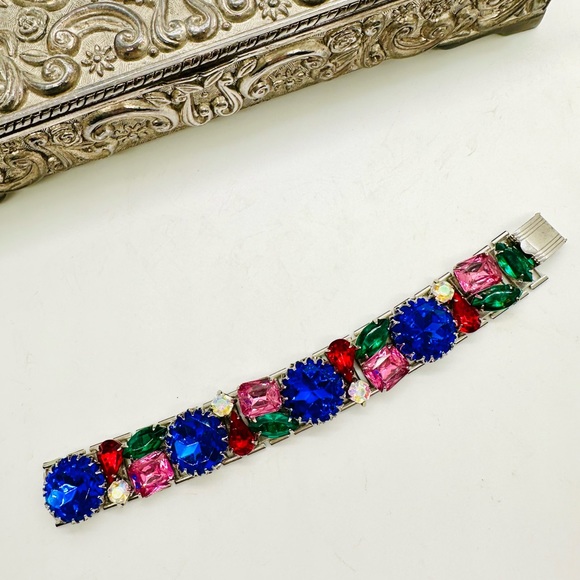 RARE Vintage Multi Crystal Rhinestone Bracelet
